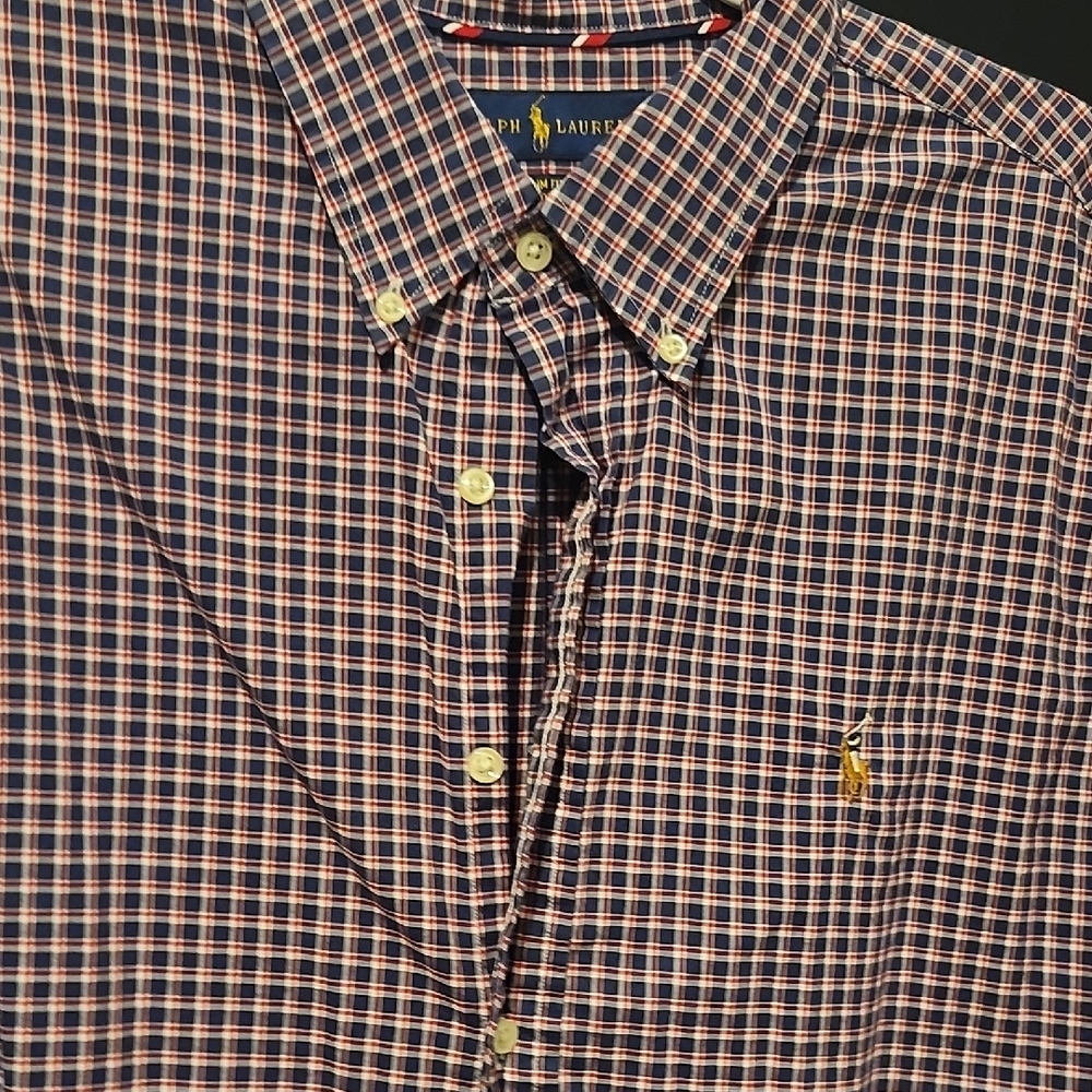 Ralph Lauren Navy and Red Plaid Button Down Shirt